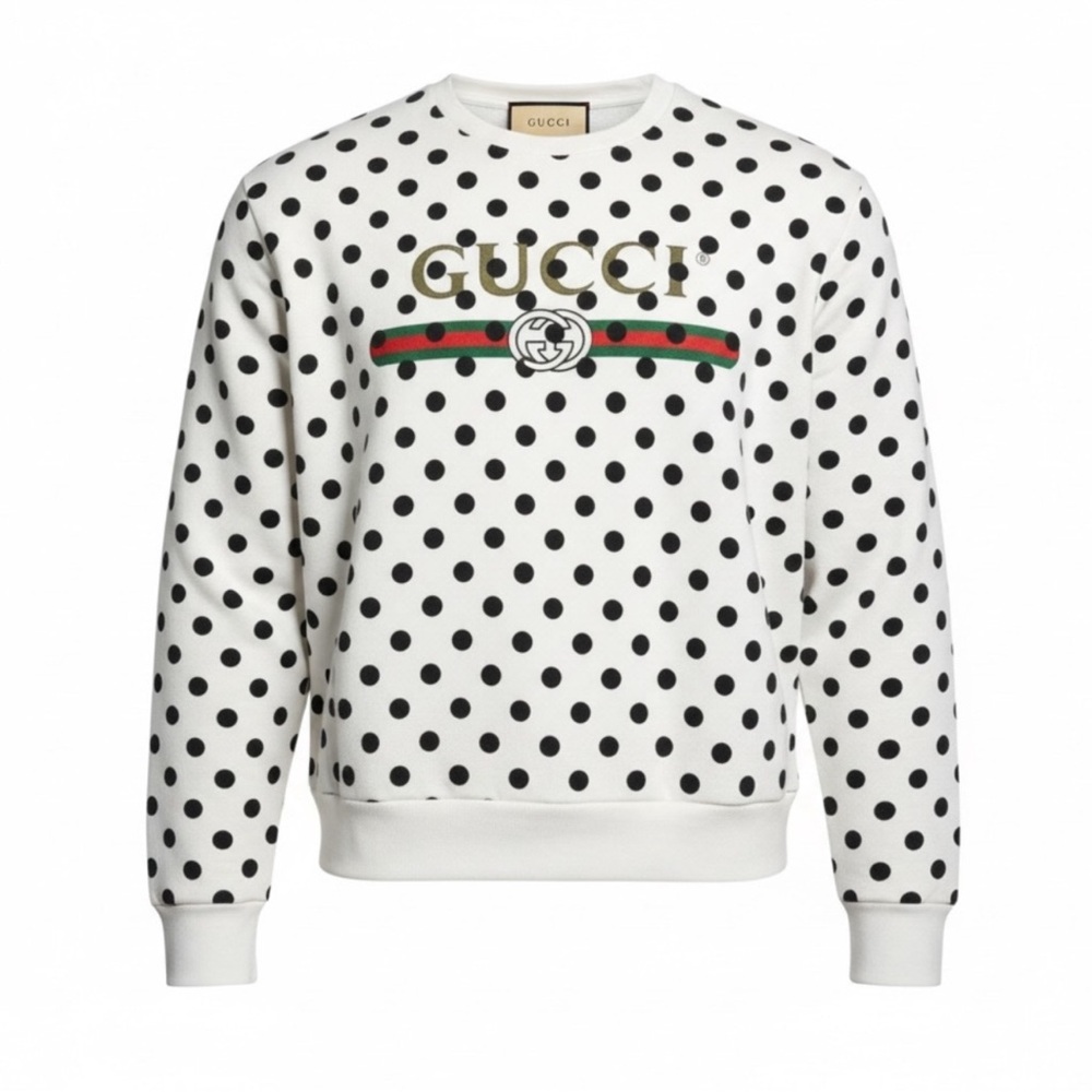 Gucci Black and White Polka Dot Crewneck Sweater